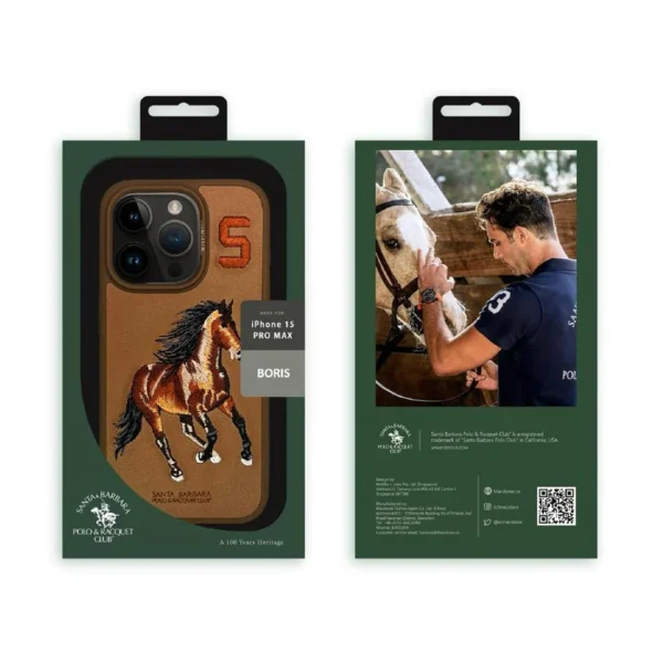 FOR IPHONE 15 PRO/PRO MAX BORIS 5 SERIES SANTA BARBARA POLO RACQUET CLUB LEATHER CASE BROWN