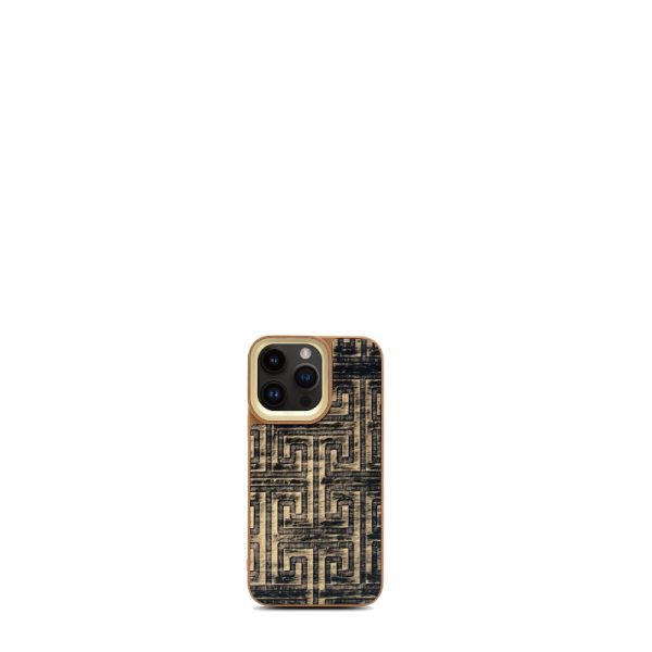 For Iphone 15 Pro/Pro Max KAJSA Maze Pattern 2 Glamorous Collection Back Case -Gold