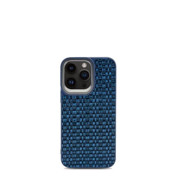 For iPhone 15 Pro/Pro Max Kajsa Glamorous Collection Woven Pattern Back Case - Blue