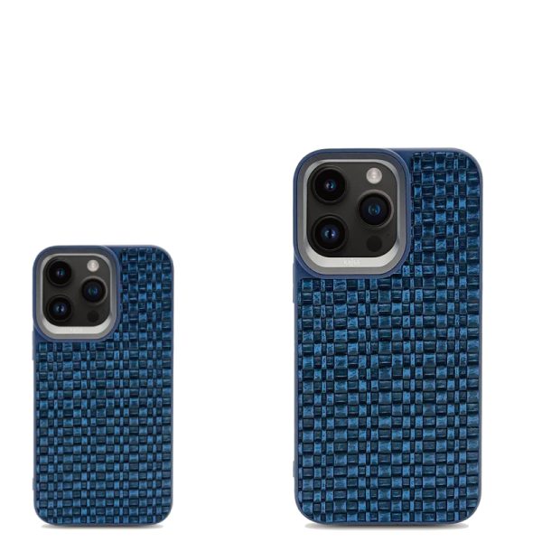 For iPhone 15 Pro/Pro Max Kajsa Glamorous Collection Woven Pattern Back Case - Blue