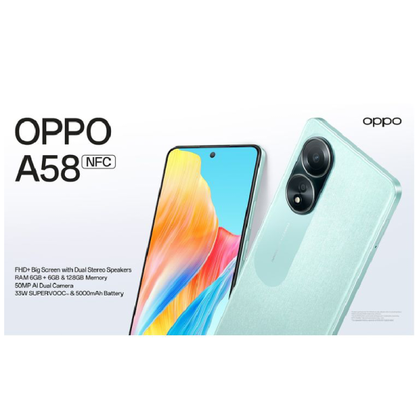 Buy Oppo A58 Dual SIM 8GB RAM 128GB 4G Dazzle Green Online - Shop  Smartphones, Tablets & Wearables on Carrefour UAE